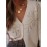 Plus Size - Women'S Elegant V-Neck Cardigan with Pearl Embellishments - French Chic Button-Front Design, Long Sleeve, Lightweight for Fall/Winter, White, Winter Cardigans Lightweight