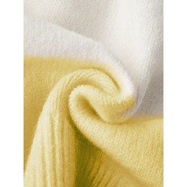 Plus Size - Women'S Korean Style Pink Patchwork Hooded Sweater - Casual Long Sleeve Cardigan with Button Front, Loose Fit for Fall/Winter, Lightweight & Cozy, Buttoned Cardigan