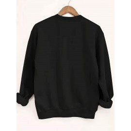 Women'S Cozy Mickey Mouse & Friends Graphic Sweatshirt - Black Crew Neck Pullover with Applique Design, Casual Fall/Winter Wear, Casual Winter Wear | Playful Design | Soft Texture, Mickey Mouse Sweatshirt