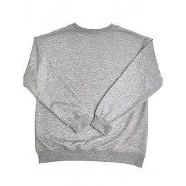 [Cozy Letter Print Sweatshirt] Cozy Plus Size Women's AMAZING GRACE Letter Print Sweatshirt | Long Sleeve Crewneck Pullover with Floral Accents, Machine Washable Polyester, Relaxed Fit for Fall & Winter Casual Wear, Cute Sweatshirts