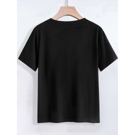 Women'S Cat & Skeleton Graphic Tee - Casual Crew Neck, Short Sleeve, Cool Summer T-Shirt with Whimsical Animal Print, Black, Casual Attire | Quirky Tshirt | Summer Fashion