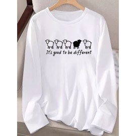 Women's Casual Long Sleeve Crew Neck T-Shirt - Soft Machine-Washable Fabric, Cozy Fall & Winter Top with 