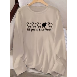 Women's Casual Long Sleeve Crew Neck T-Shirt - Soft Machine-Washable Fabric, Cozy Fall & Winter Top with 