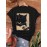 Kawaii Cat Eating Sushi print t-shirt, short sleeve crew neck casual top for summer & spring, Women's clothing
